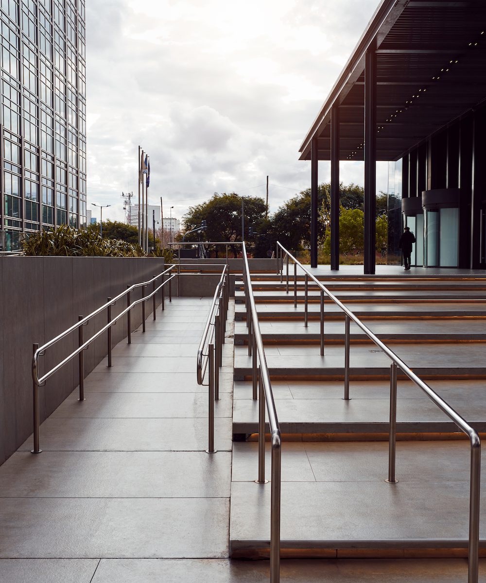 modern disabled access ramp entrance to a building background