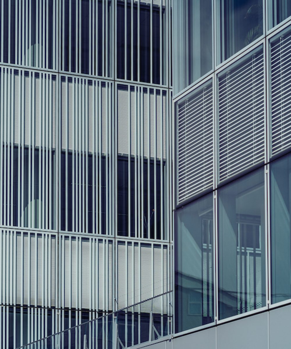 Modern office building facade in the downtown