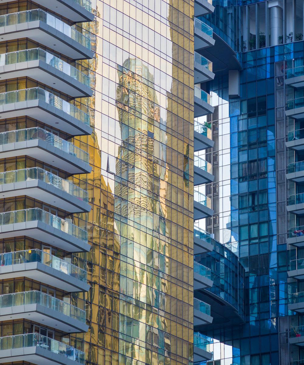 Skyscraper reflections on the windows in SIngapore